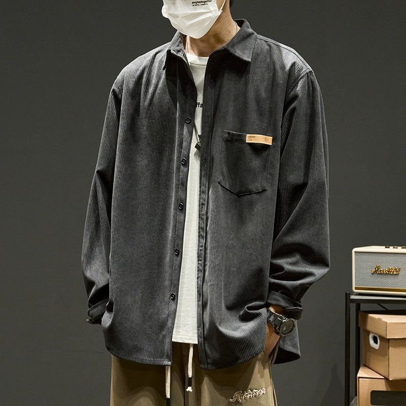 Áo khoác ngoài nam, áo sơ mi, áo khoác, áo xuân thu, thương hiệu thời trang Nhật Bản dài tay, dáng rộng và giản dị đa năng / M-5XL