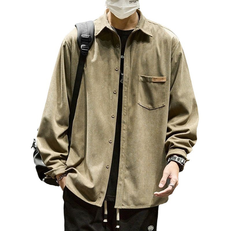 Áo khoác ngoài nam, áo sơ mi, áo khoác, áo xuân thu, thương hiệu thời trang Nhật Bản dài tay, dáng rộng và giản dị đa năng / M-5XL
