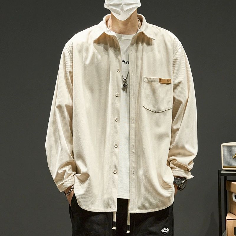 Áo khoác ngoài nam, áo sơ mi, áo khoác, áo xuân thu, thương hiệu thời trang Nhật Bản dài tay, dáng rộng và giản dị đa năng / M-5XL