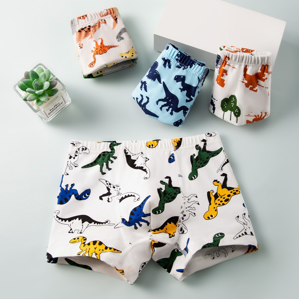 Bộ 4 Quần Lót boxer Bằng cotton Trơn Cho Bé Trai