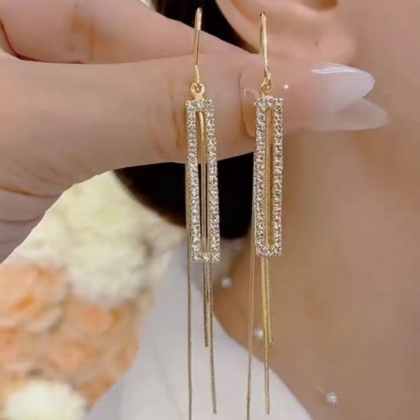 Bông Tai Dáng Dài Đính Đá Zircon Lấp Lánh Thời Trang Hàn Quốc S925 Dành Cho Nữ