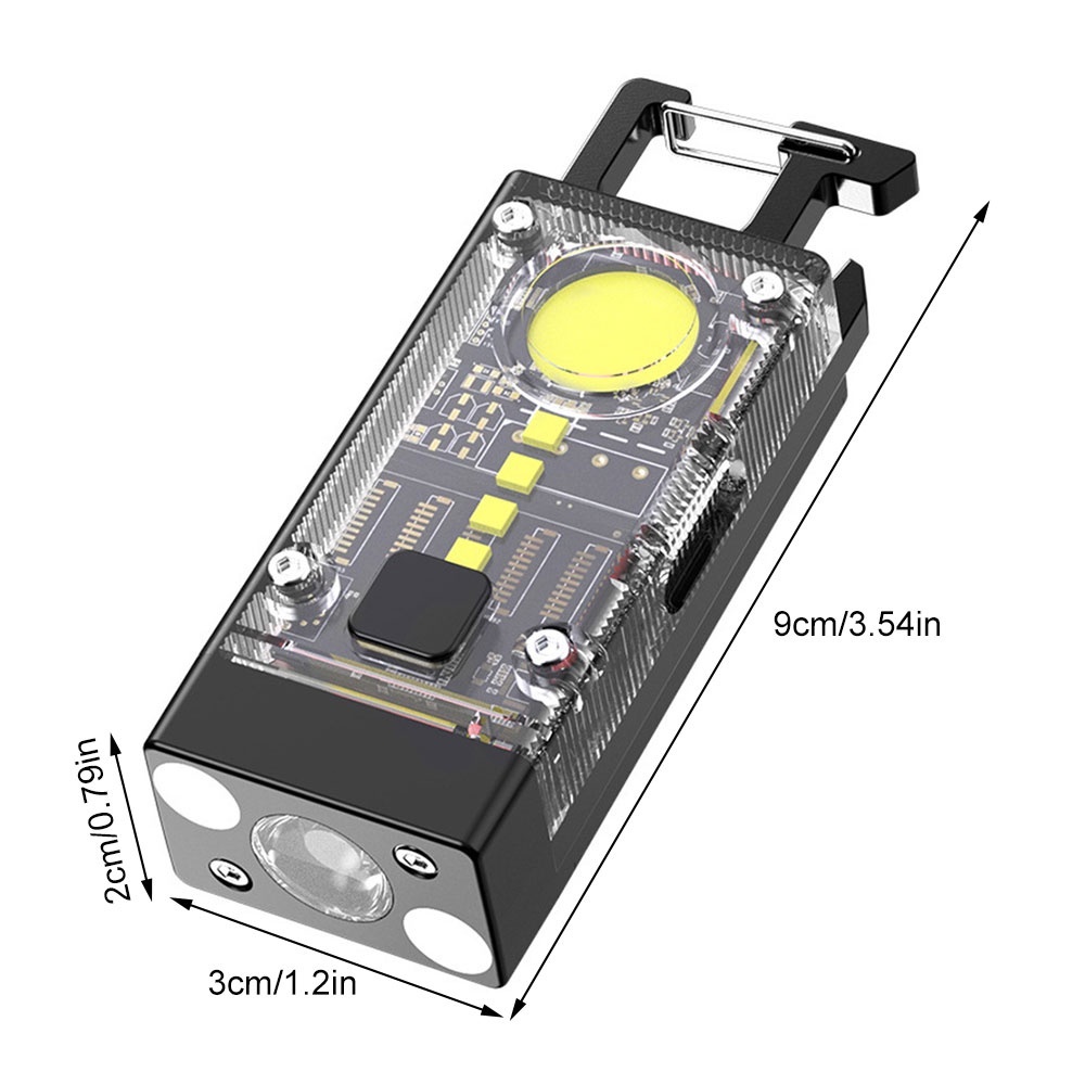 Móc Khóa Đèn Pin led cob 800 Lumens mini Sử Dụng Năng Lượng Mặt Trời Có Thể Sạc Lại Tiện Dụng