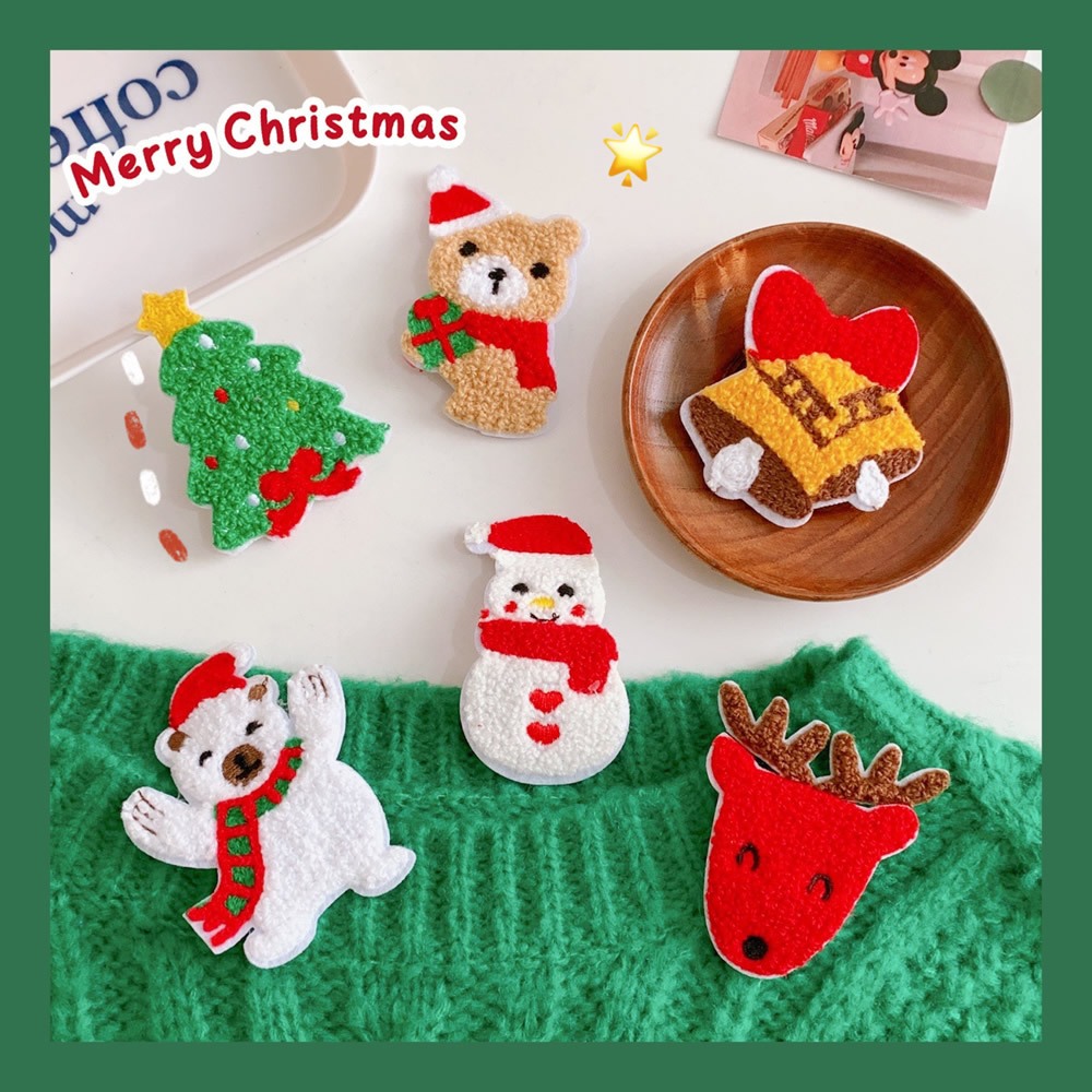 Kẹp tóc BB phối lông phong cách giáng sinh dễ thương cho bé