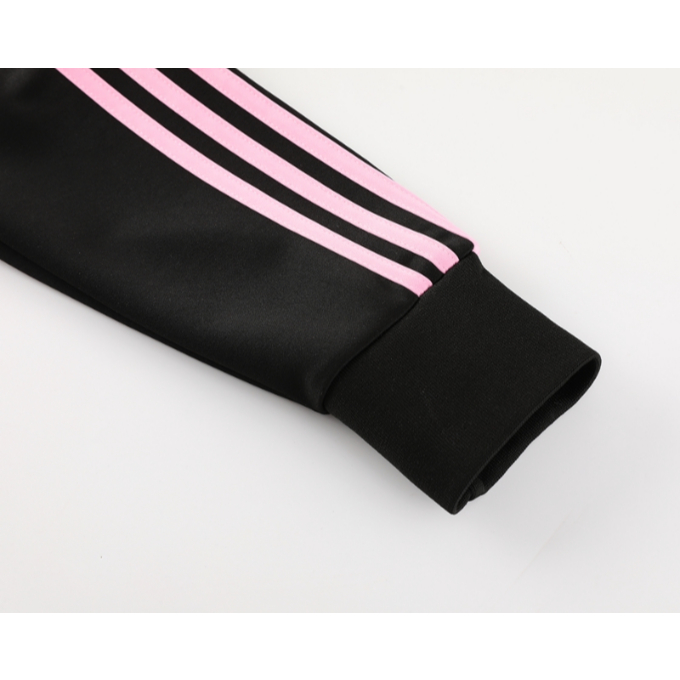 Set Đồ Thể Thao Đá Bóng Tay Dài Có Khóa Kéo Màu Đen Size s-Xl 23-24 miami Thời Trang Cao Cấp Cho Nam