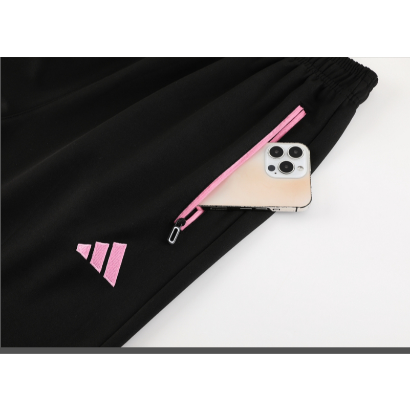 Set Đồ Thể Thao Đá Bóng Tay Dài Có Khóa Kéo Màu Đen Size s-Xl 23-24 miami Thời Trang Cao Cấp Cho Nam