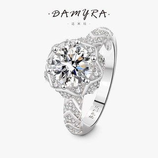 Moissanite Ring Female 925 Silver D Color 2 carat Moissanite Drill Pen with Identification Certificate