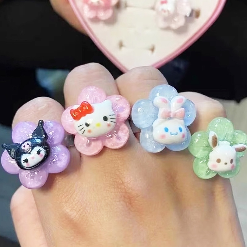 Miumiua🔮SANRIO Nhẫn Đôi Hình Mèo Kuromi Melody Nhật Bản Dễ Thương