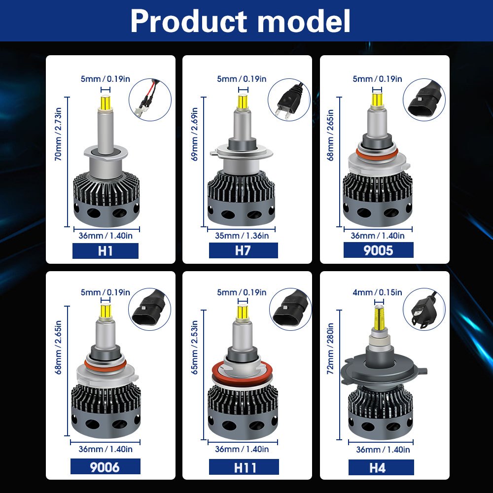 2 Đèn Pha Siêu Sáng 36000lm h1 h4 h7 h11 9005 hb3 9006 hb4 Chất Lượng Cao Cho Xe Hơi