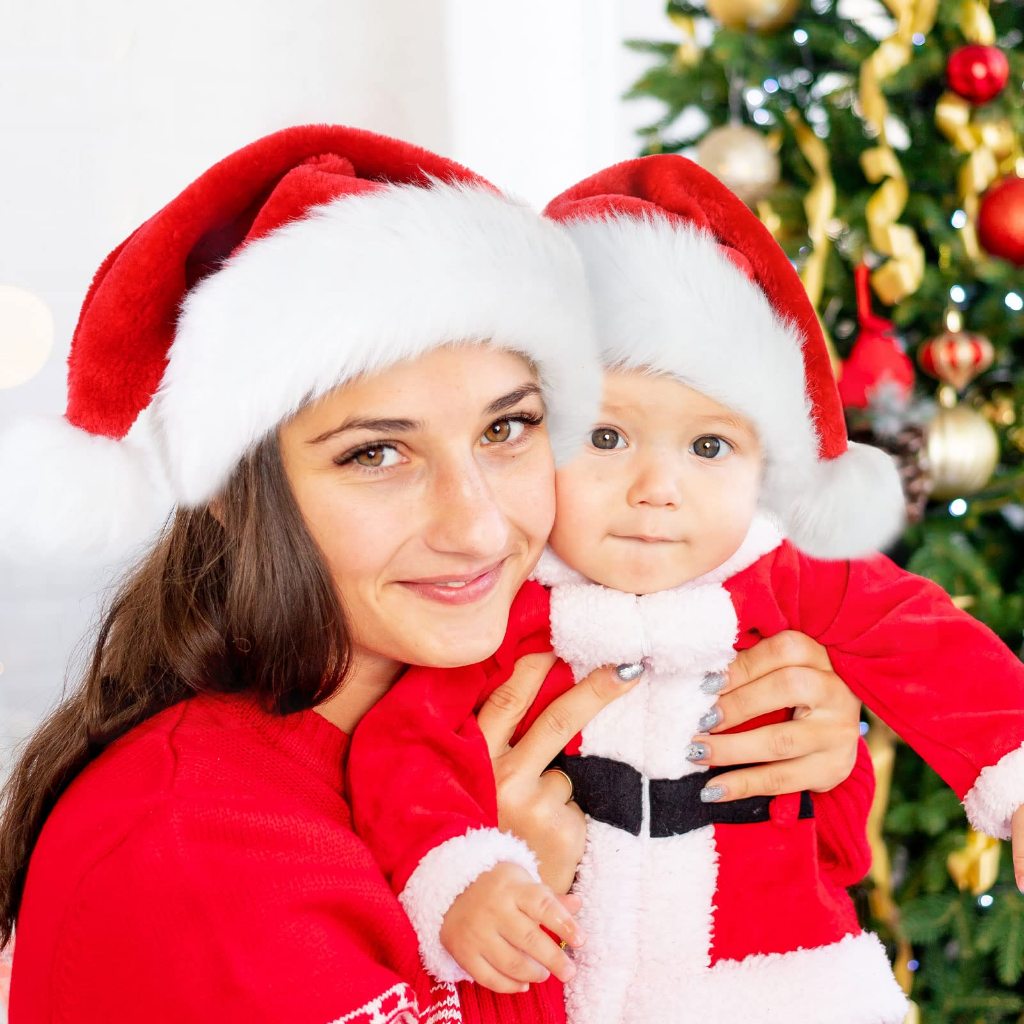 Mũ Ông Già Noel Bằng Vải Nhung Cổ Điển Mừng Giáng Sinh Năm Mới Cho Trẻ Sơ Sinh