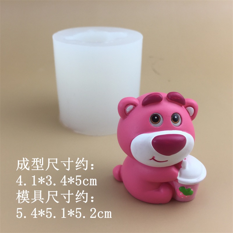 Khuôn silicone Tạo Hình Gấu Hạnh Phúc / Gấu Dâu Tây / Thơm diy Trang Trí Xe Hơi