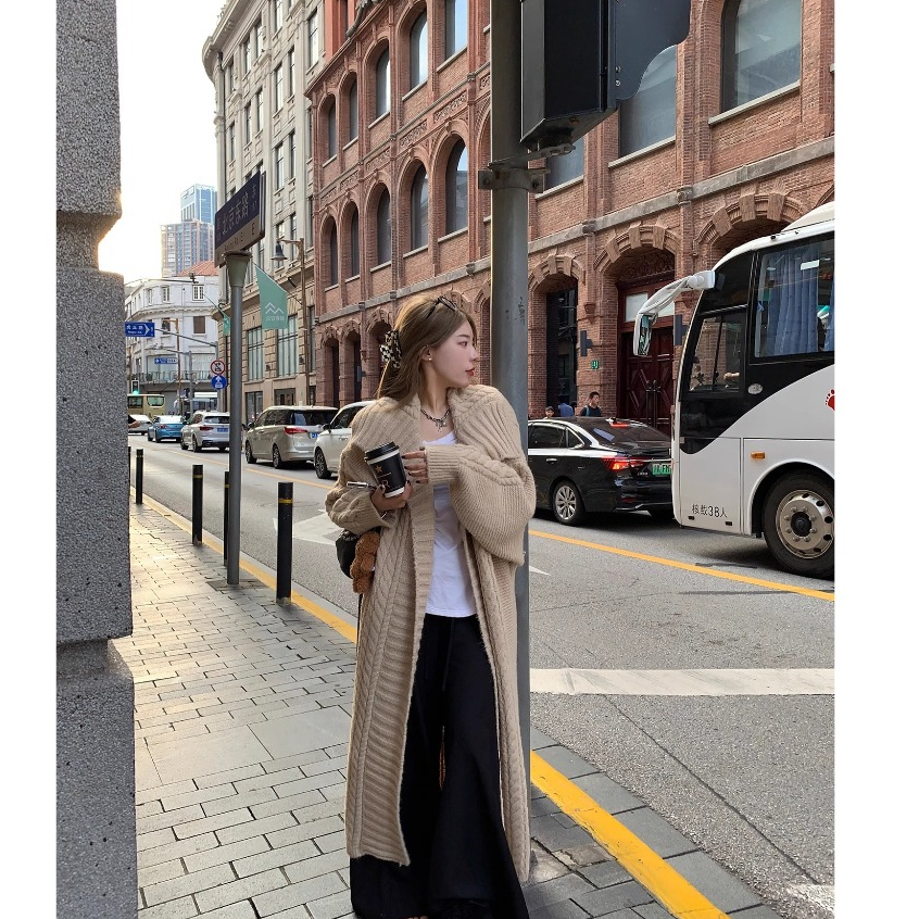 Áo Khoác Len Dáng Dài Form Rộng Thời Trang Mùa Thu Cho Nữ