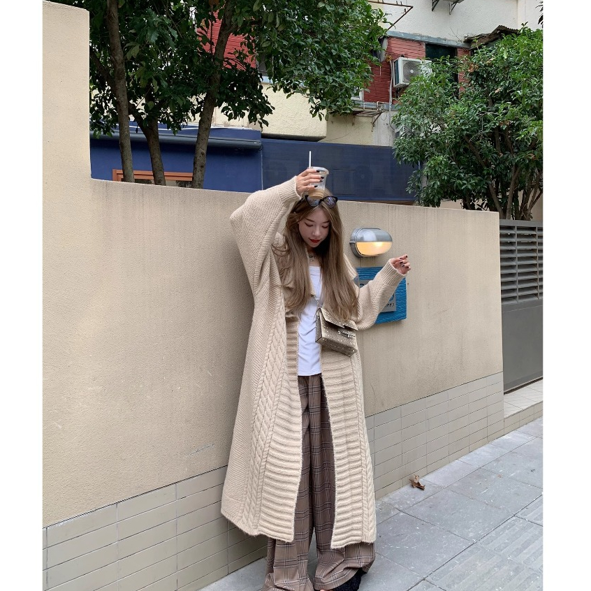 Áo Khoác Len Dáng Dài Form Rộng Thời Trang Mùa Thu Cho Nữ