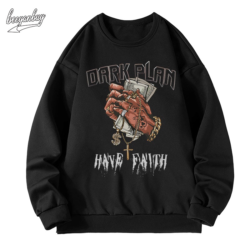 Áo sweater nam BEEYANBUY áo nỉ tay dài thời trang in hình đẹp unisex 100% cotton-Y0429