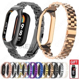  Vòng tay kim loại dây đeo bằng thép không gỉ có phụ kiện vỏ cho Xiaomi Smart Band 10 9 8 7   Mi Band 6 5 4 3 