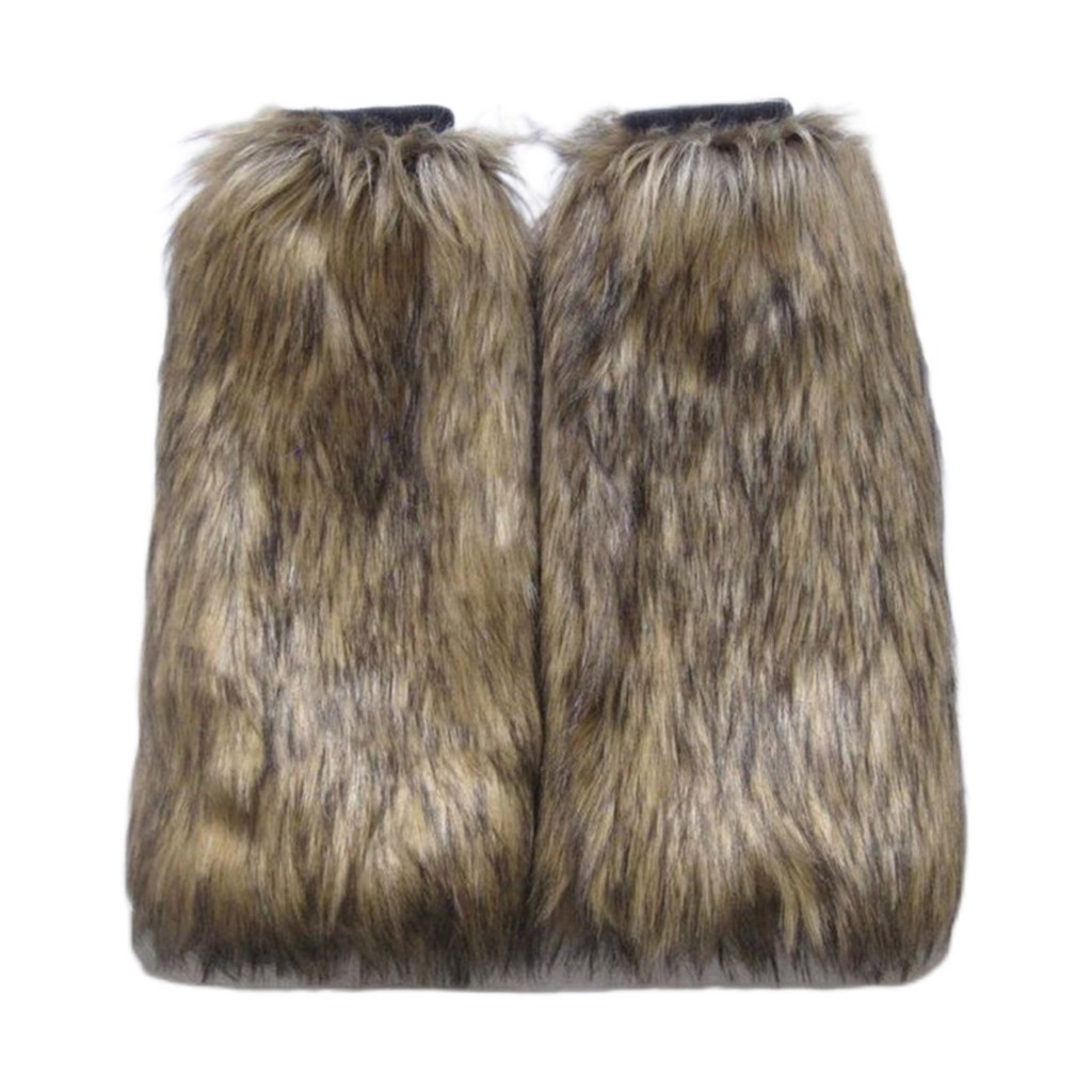 ✿ Vớ Ống Chân Phối Lông Xù Màu Trơn Phong Cách Gothic Harajuku Giữ Ấm Mùa Đông Cho Nữ