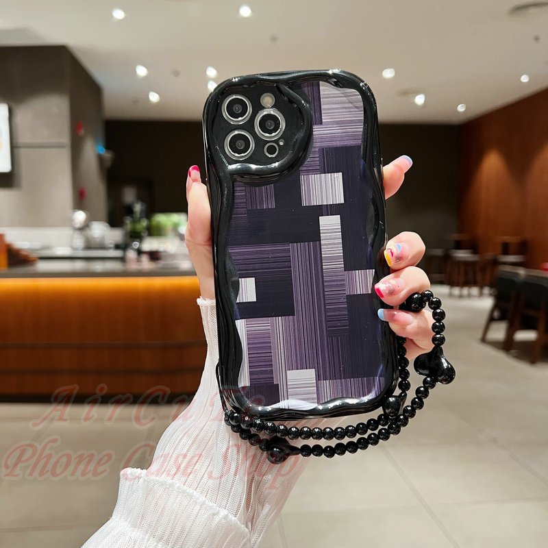 Ốp lưng Samsung A73 A72 A33 A32 A31 A30 A24 A23 A22 M22 A21S A20 J7 Prime S21 S20 FE 4G 5G 3D Relief Frame Stripe Grid Love Hand Rope Soft Black Case