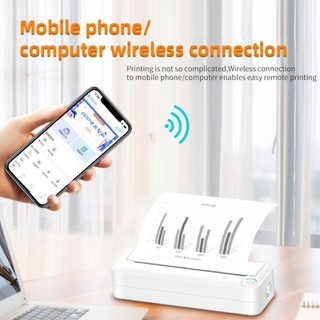 Máy in di động không dây Bluetooth Thermal Mini cho văn phòng  trường học tại nhà màu trắng với 1 cuộn giấy