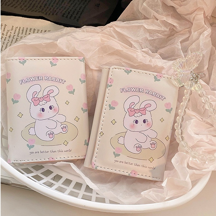 Ví Thỏ Nhỏ Dễ Thương Da PU Đựng Thẻ Tiền Mặt Cho Nữ Học Sinh