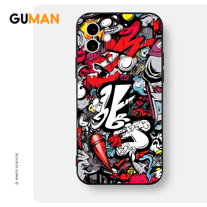 Ốp lưng GUMAN mềm ngầu đen dễ thương đẹp Cho iPhone 15 14 13 12 11 Pro Max SE 2020 X XR XS 8 7 ip 6S 6 Plus kute xyb2395