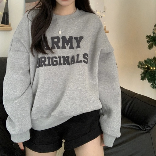 Áo Sweater Nữ Tay Dài Dáng Rộng In Chữ Phong Cách Hàn Quốc