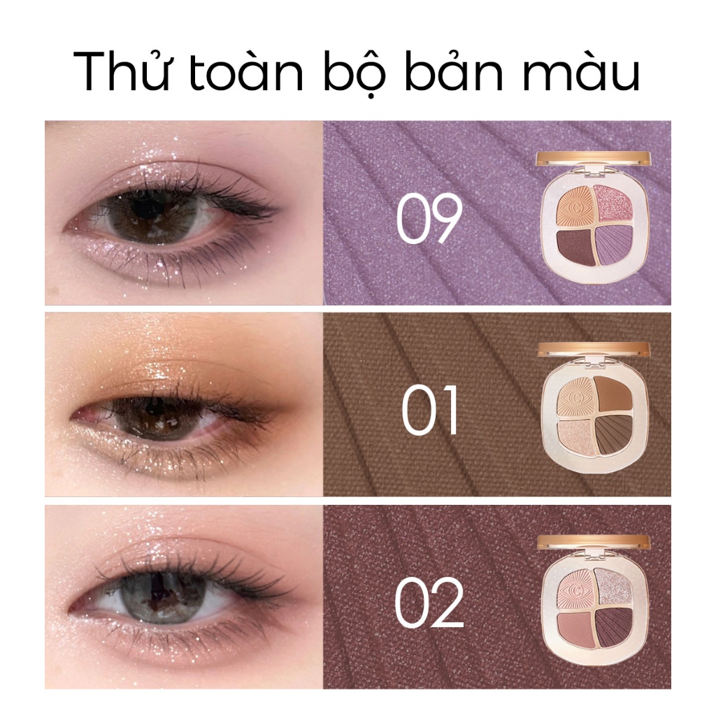 Bảng phấn mắt CARSLAN 4 màu trang điểm Lì mịn dễ tán Dễ tán đều Thân thiện với người mới bắt đầu 5g