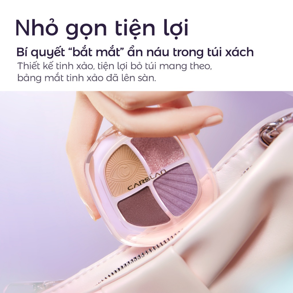 Bảng phấn mắt CARSLAN 4 màu trang điểm Lì mịn dễ tán Dễ tán đều Thân thiện với người mới bắt đầu 5g