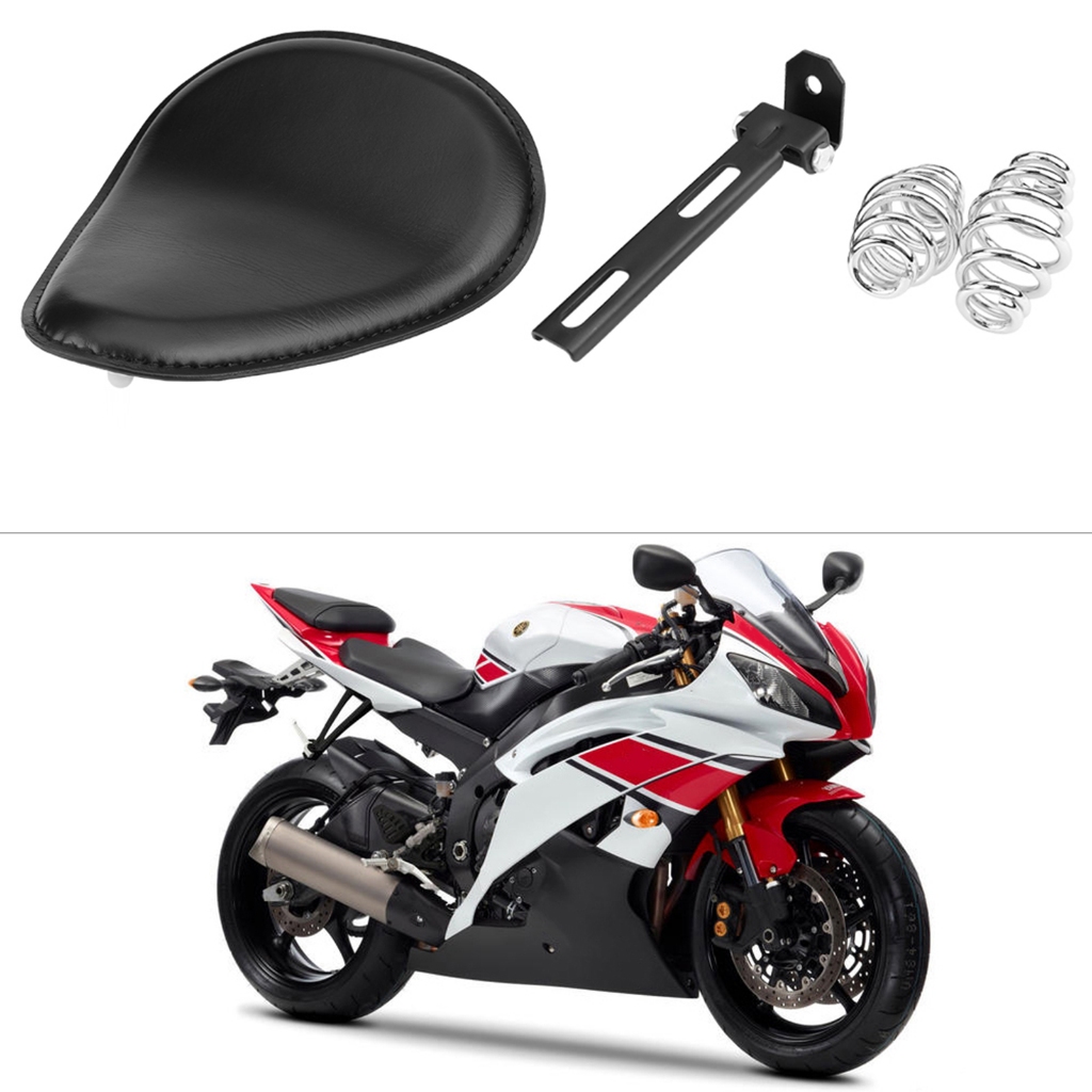 Yên Xe Máy Ghế Solo Xe Máy Da Đen 3" Có Giá Đỡ Lò Xo Cho Chopper Bobber Custom