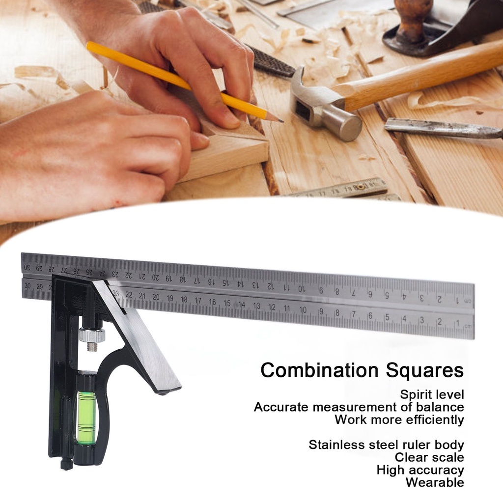 Có thể bán buôn Combination Squares Stainless Steel Carpenter Ruler Measuring Tool for Woodworking Construction Westvirginia058 Hàng giao ngay