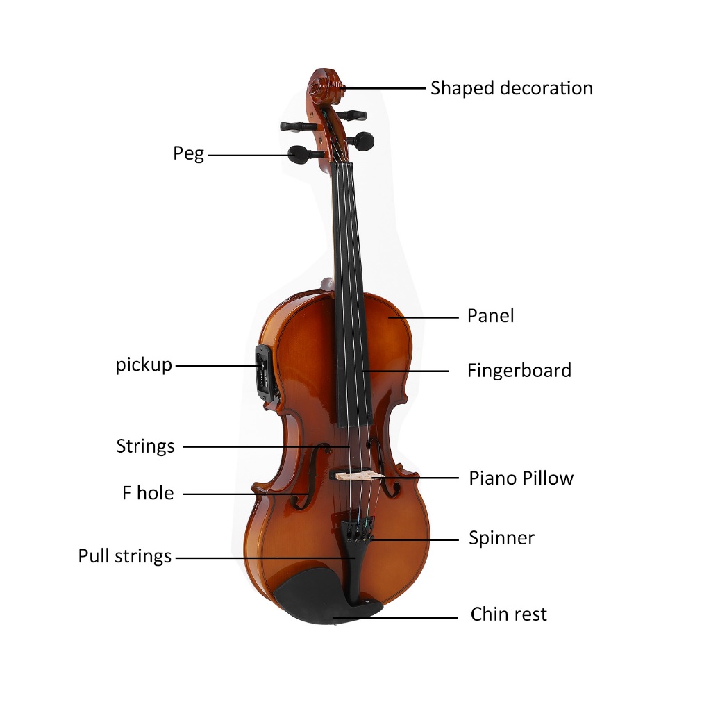 Violin Solid Wood Acoustic Music Instrument Electroacoustic EQ 4/4 dành cho người mới bắt đầu AVE03 AKOASM