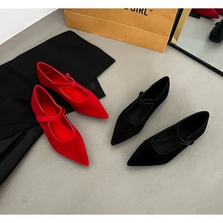 Thời trang giày búp bê da nhung mũi nhọn size 35-39