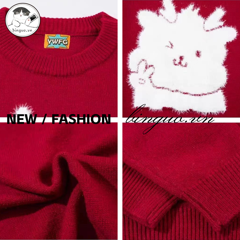 Áo sweater Dáng Rộng cổ tròn dễ thương In Hình Rồng Phong Cách Giáng Sinh áo len bigsize Thời Trang Mùa Đông Mới Cho Cặp Đôi áo len tăm dài tay