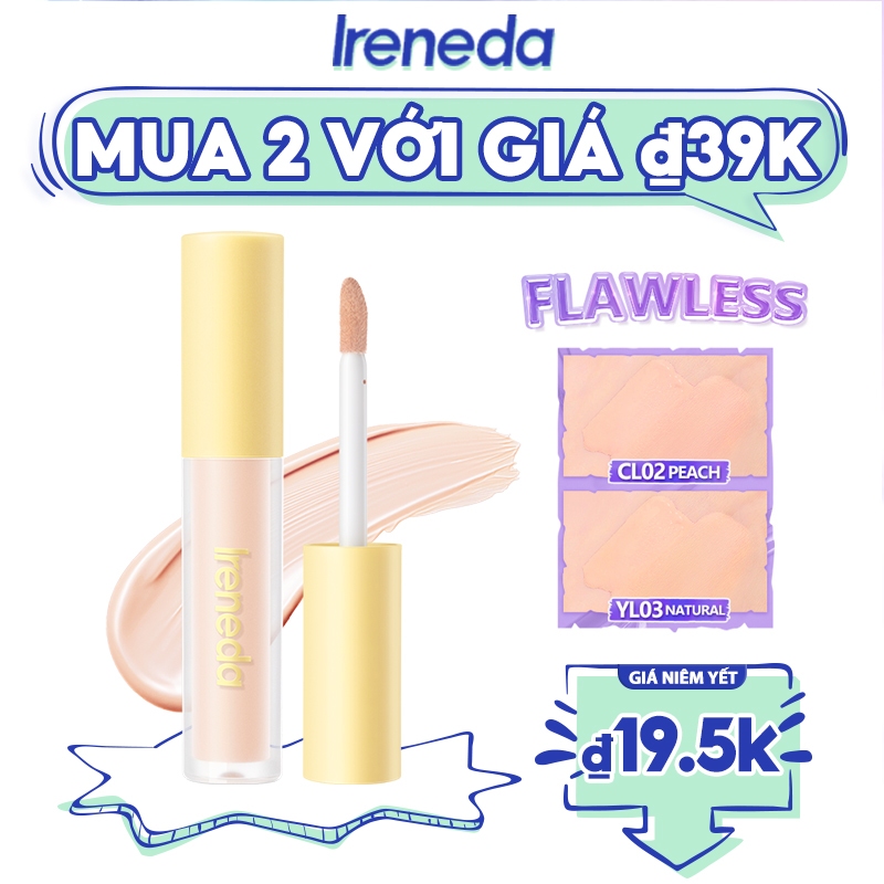 Ireneda Kem Che Khuyết Điểm Dạng Lỏng Thoáng Khí Dưỡng Ẩm Không Gây Dị Ứng Có Độ Che Phủ Cao 6 Sắc Tố