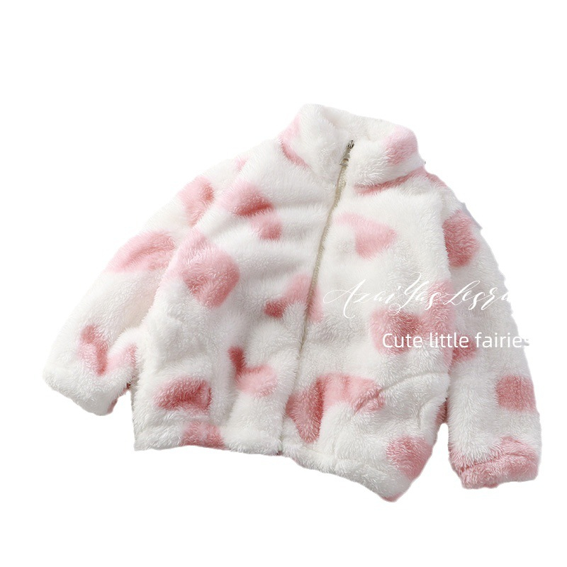 Beibeiyin Áo Khoác Len Phối Nhung Dày Mềm Mại Chống Lạnh Thời Trang Thu Đông Cho Bé Trai Và Gái