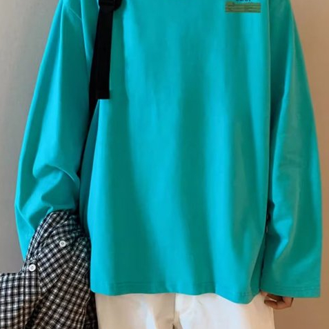 ✦AFFLIGA✦ Áo Thun Tay Dài Cổ Tròn Dáng Rộng In Họa Tiết Đơn Giản Thời Trang Mùa Thu Cho Nam