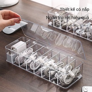 Cáp dữ liệu lưu trữ hiện vật điện thoại di động cáp sạc ngăn sạc hộp lưu trữ máy tính để bàn trong suốt hộp lưu trữ cuộn