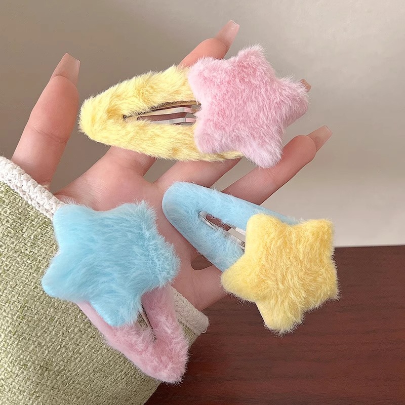 Kẹp Tóc Hình Ngôi Sao Bằng Lông Nhung Dễ Thương Xinh Xắn