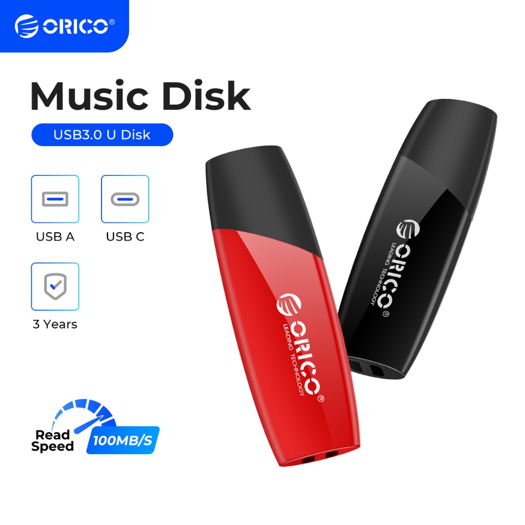 Ổ Đĩa Flash USB 3.0 ORICO 64GB / 128GB / 256GB USB 3.0 Chất Liệu ABS Màu Đen Và Đỏ Cho TV / Máy Tính