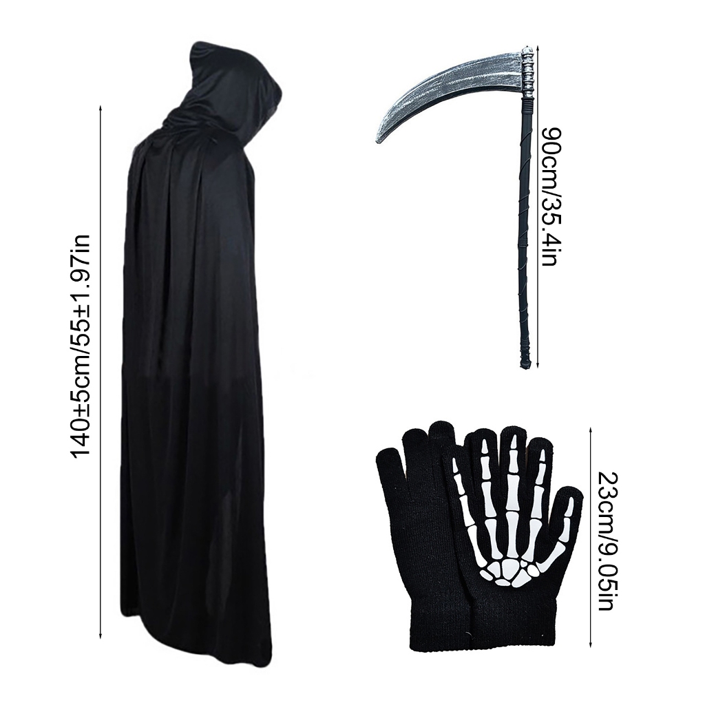 Bộ 4 Món Hóa Trang Thần Chết Kinh Dị Ngày Halloween Cho Người Lớn Và Trẻ Em paca3vn