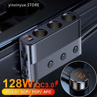Bộ Chia Tẩu Sạc Ô To C28 VERSION 7 Hỗ Trợ Cổng Sạc Nhanh Type C 30W và QC3.0 – Công Suất 128W