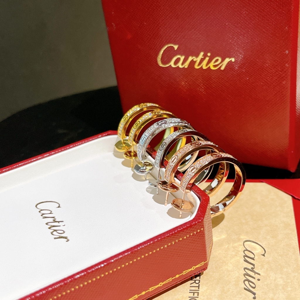 Caries Bông Tai Mạ Vàng 18k Hình Trái Tim Đính Kim Cương Giả Cho Nữ