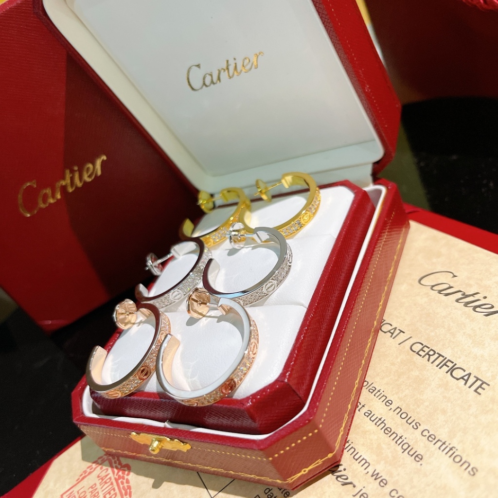 Caries Bông Tai Mạ Vàng 18k Hình Trái Tim Đính Kim Cương Giả Cho Nữ