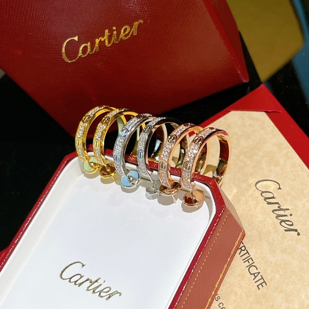 Caries Bông Tai Mạ Vàng 18k Hình Trái Tim Đính Kim Cương Giả Cho Nữ