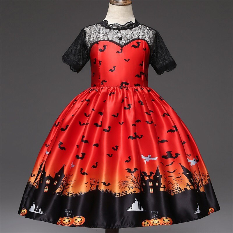 Đầm công chúa hóa trang halloween kèm túi cho bé gái 3-10 tuổi