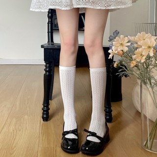 FHYL Tất Cổ Cao Ren Mỏng Cổ Nhún Màu Sắc Basic Thoáng Mát Co Giãn Phong Cách Vintage Thời Trang Mùa Hè Cho Nữ