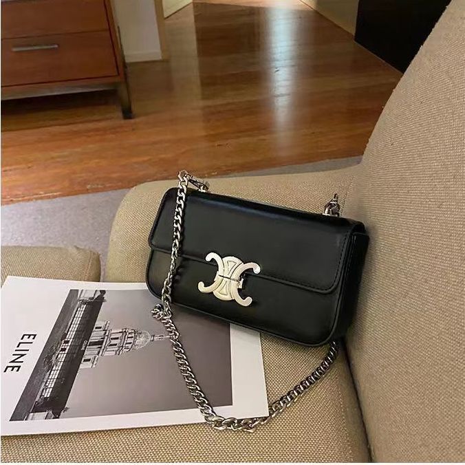 Celine Túi Đeo Chéo Phối Dây Xích Thời Trang Đường Phố Cá Tính