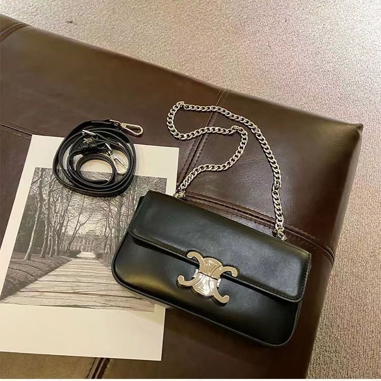 Celine Túi Đeo Chéo Phối Dây Xích Thời Trang Đường Phố Cá Tính