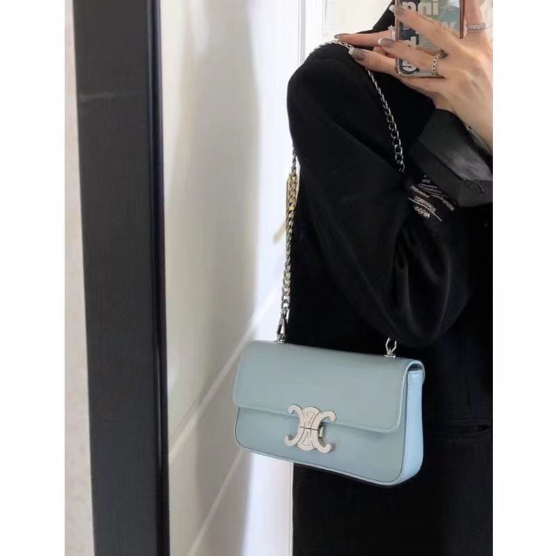 Celine Túi Đeo Chéo Phối Dây Xích Thời Trang Đường Phố Cá Tính