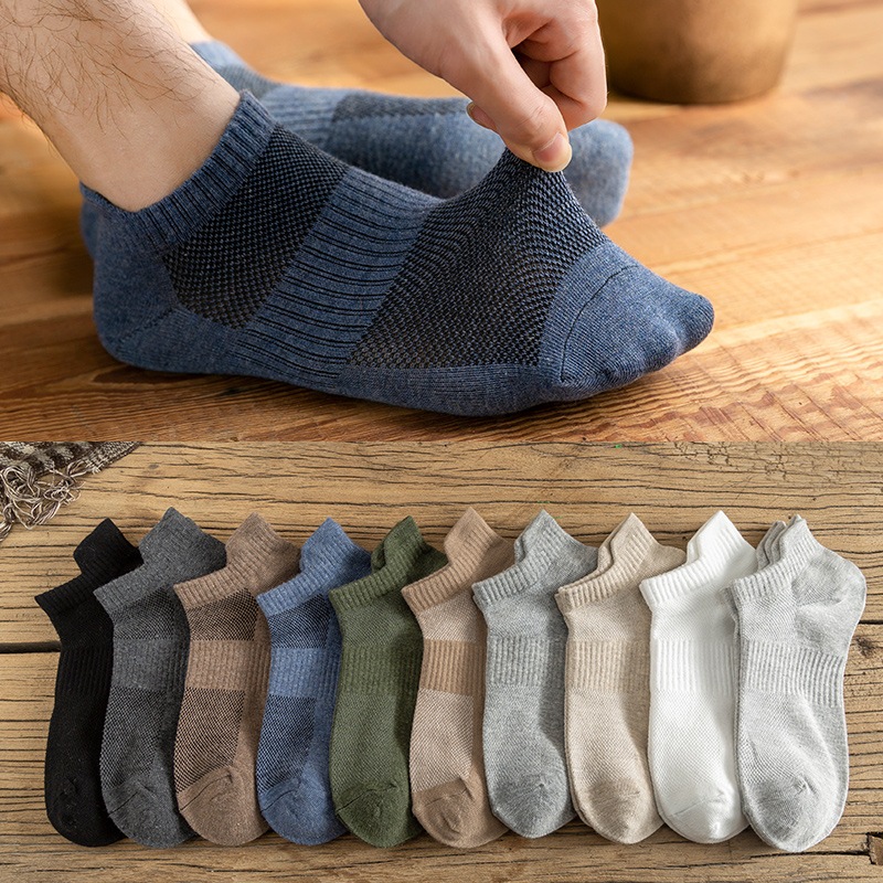 Set 1 / 5 Đôi Vớ Thể Thao Bằng cotton Mềm Mỏng Thoáng Khí Thấm Hút Mồ Hôi Đơn Giản Dành Cho Nam