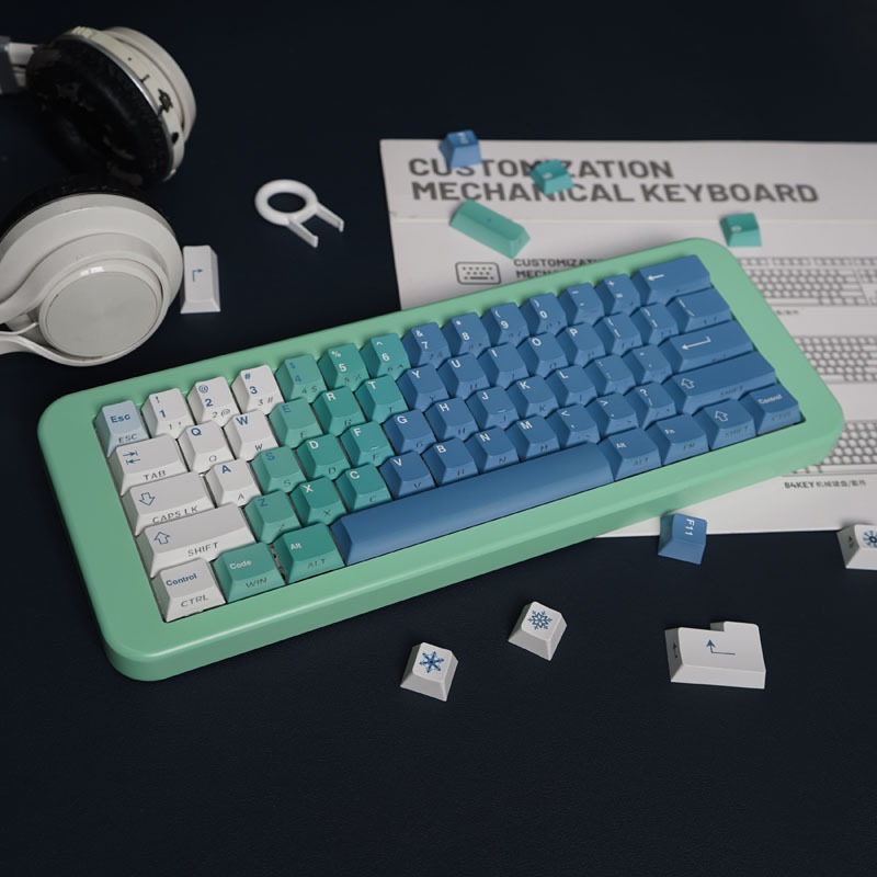 Gmk Vỏ Bọc Chìa Khóa 130 Nút Bấm Màu gradient Xanh Dương Tuyết Cho Cơ Khí