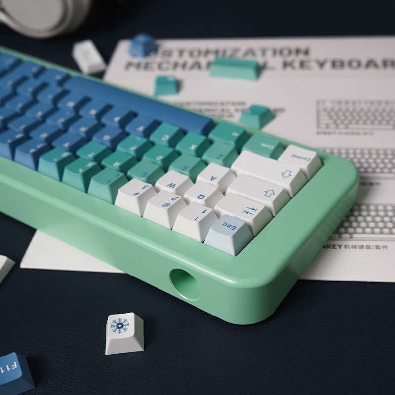 Gmk Vỏ Bọc Chìa Khóa 130 Nút Bấm Màu gradient Xanh Dương Tuyết Cho Cơ Khí